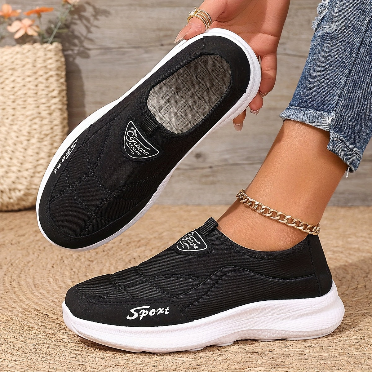 Solirae - Supportive Comfort Walking Sneakers - Black