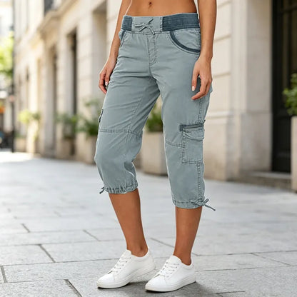 Astrelia - Utility Cargo Capri Pants - Beige