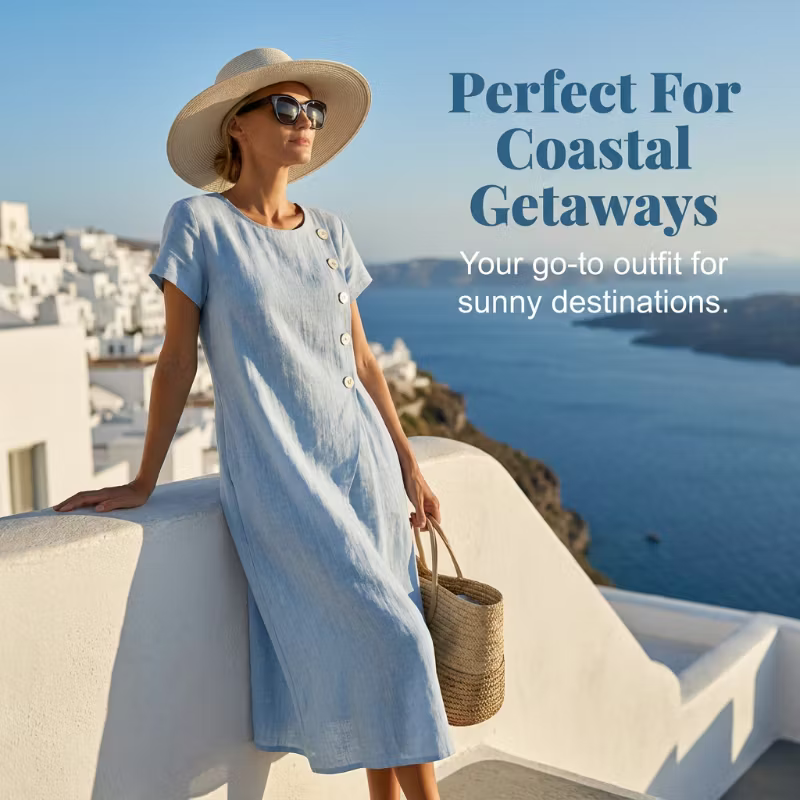 Hestelle - Refined Summer Dress - Blue