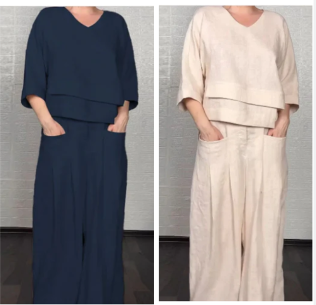 Tania - Breezy Linen Two-Piece Set - White