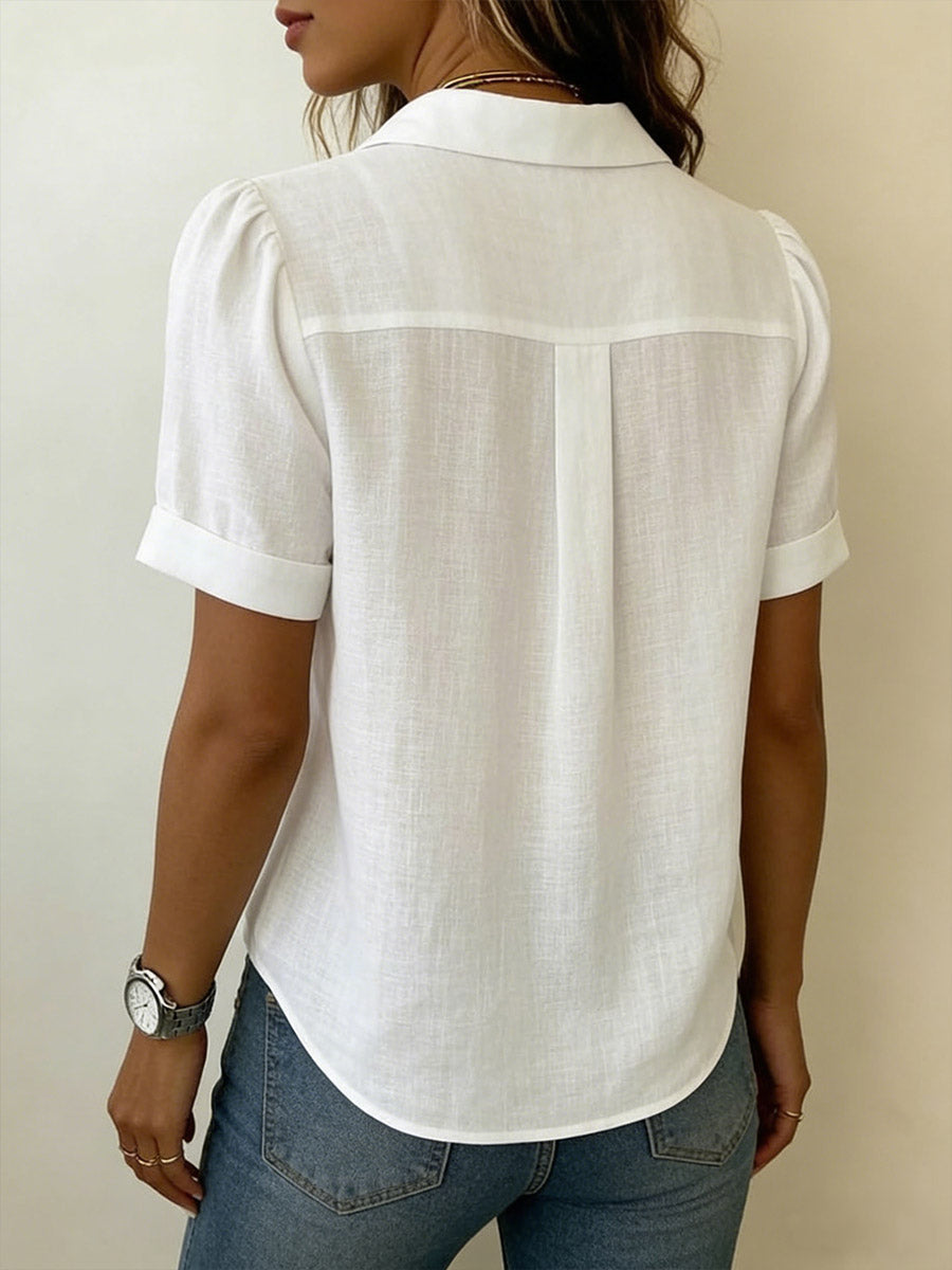 Ionea - Short Sleeve Button Shirt - White