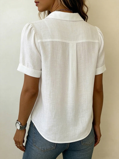 Ionea - Short Sleeve Button Shirt - White