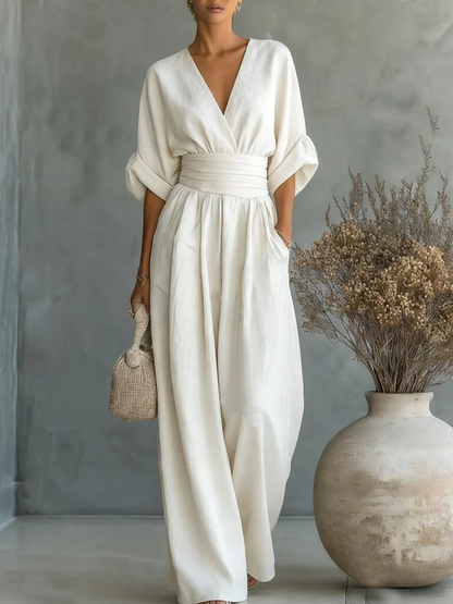 Ainslee - Soft-Touch Wide-Leg Jumpsuit - White