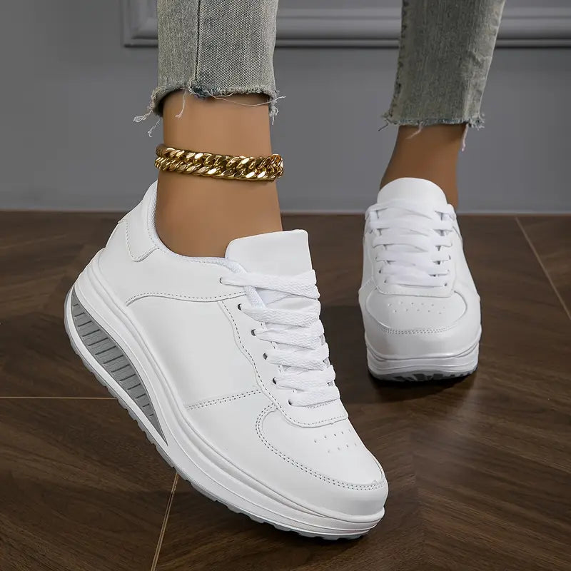 Qira - Platform Lace-Up Sneakers - White