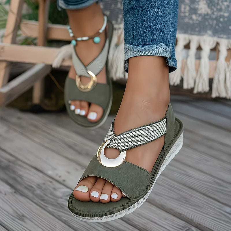Maisie - Cushioned Flat Sandals - Blue