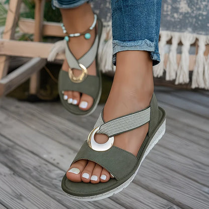 Maisie - Cushioned Flat Sandals - Blue