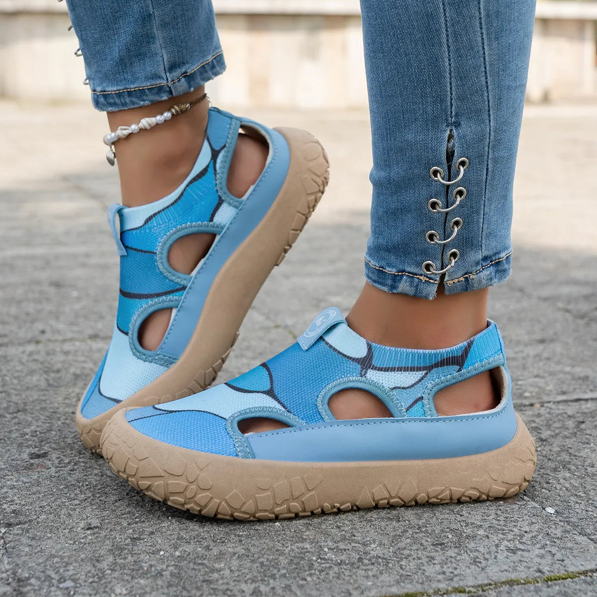 Maelina - Cushioned Comfort Walking Sneakers - Blue