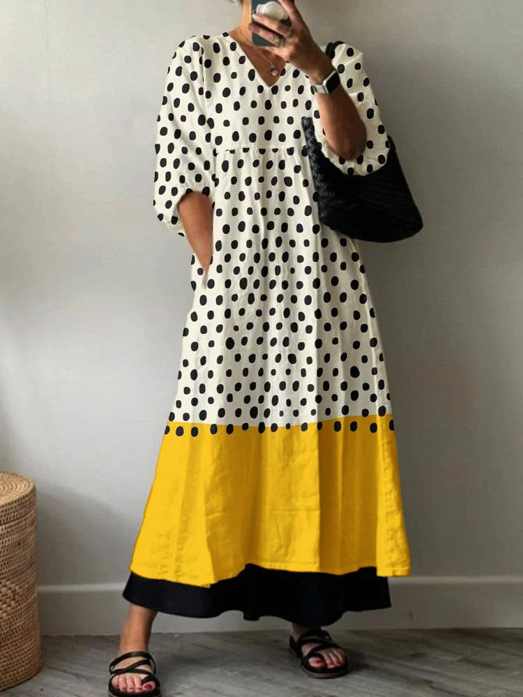 Pandora - Breezy Summer Dress - White/Black Geometric