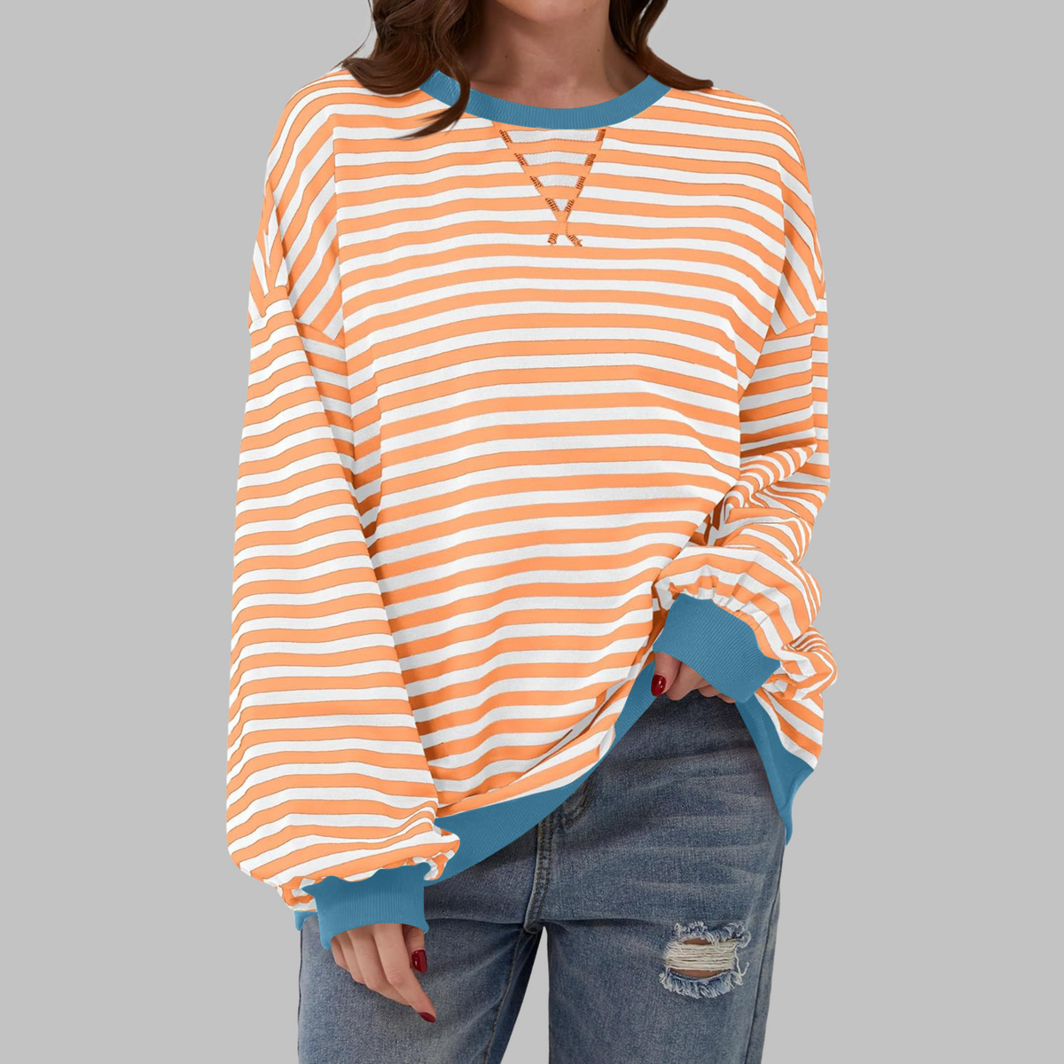 Amelia - Soft-Touch Striped Jumper - Green