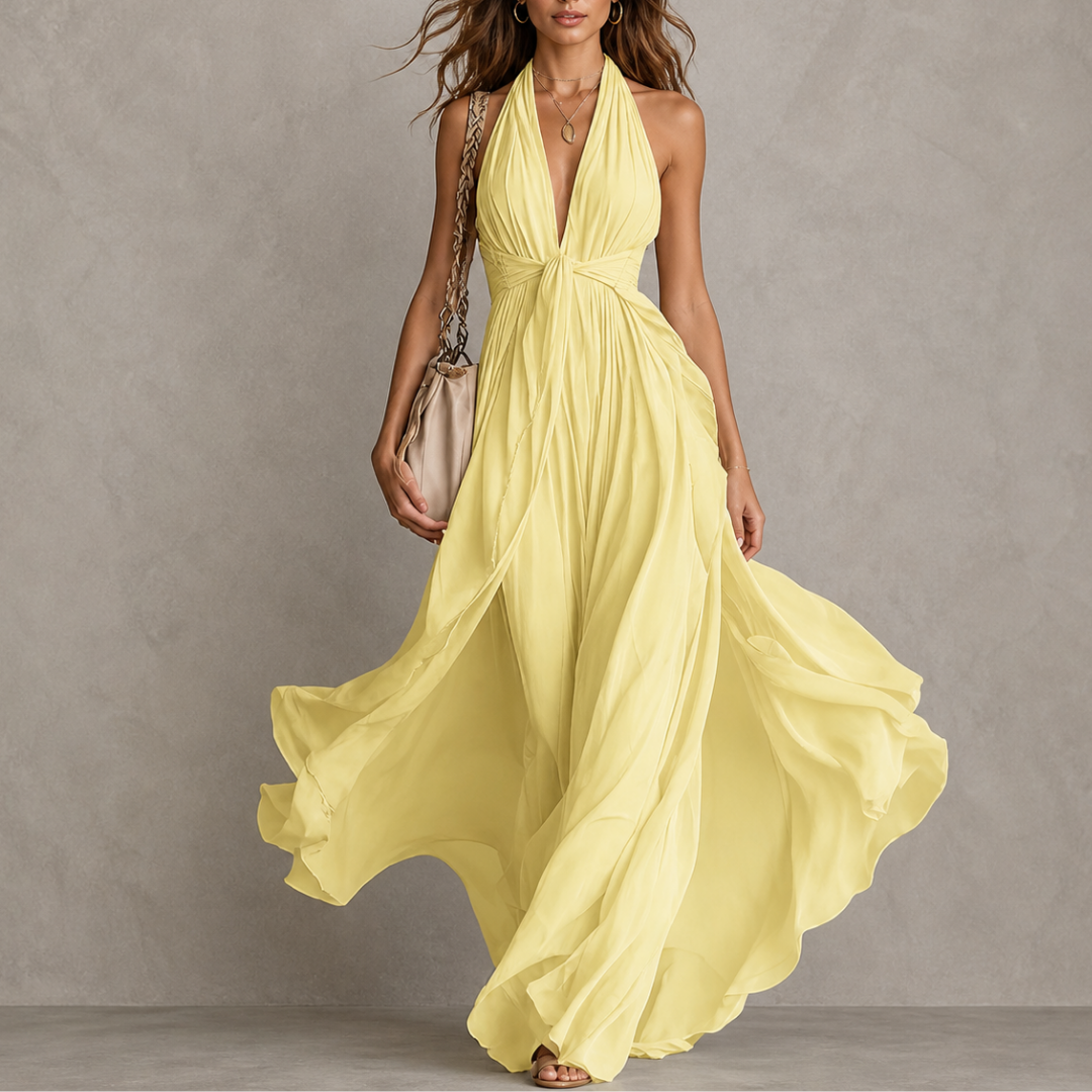 Olyra - Soft-Touch Evening Maxi Dress - Caramel
