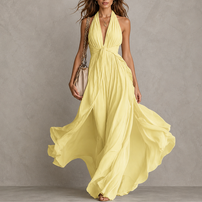 Olyra - Soft-Touch Evening Maxi Dress - Caramel