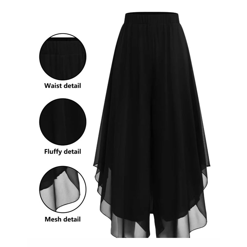 Hope - Chiffon Overlay Wide Leg Trousers - Red