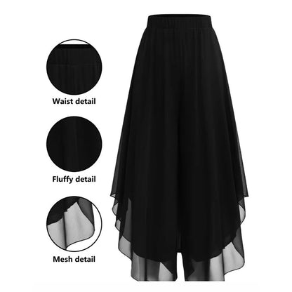 Hope - Chiffon Overlay Wide Leg Trousers - Red