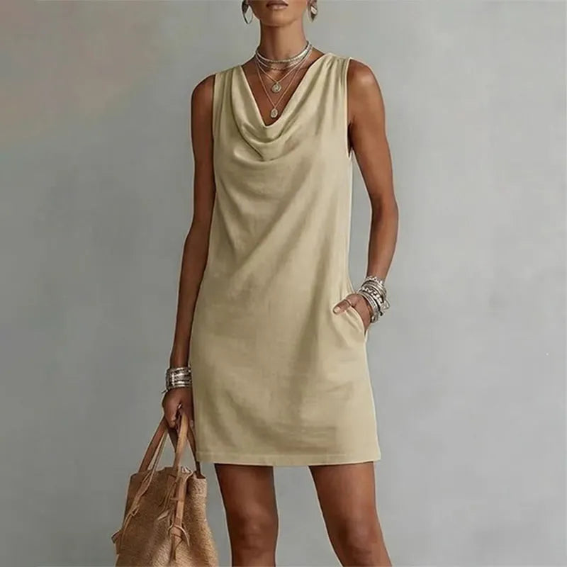 Haven - Elegant Pocket Mini Dress - White