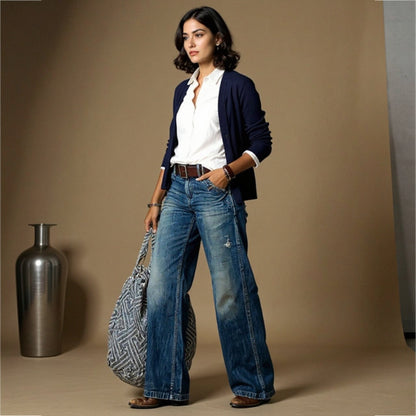 Lorisa - Soft-Touch Tailored Trousers - Light Blue