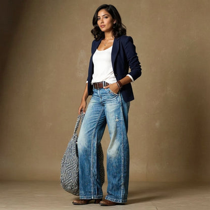 Lorisa - Soft-Touch Tailored Trousers - Light Blue