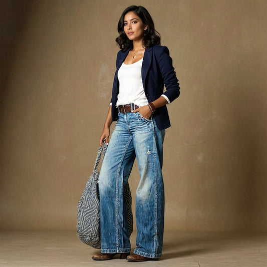 Lorisa - Soft-Touch Tailored Trousers - Light Blue