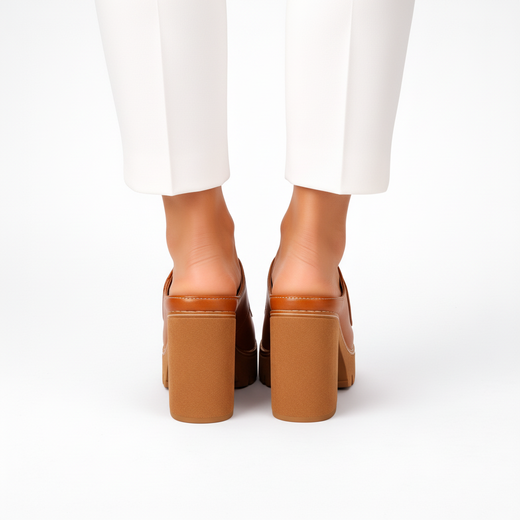 Melisande - Polished Platform Heels - Brown