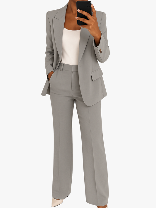 Tessa - Tailored Two-Piece Suit - Grey