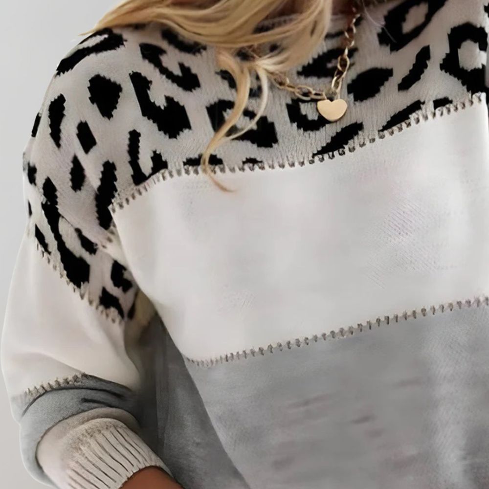 Arlaya - Soft-Touch Leopard Jumper - Grey
