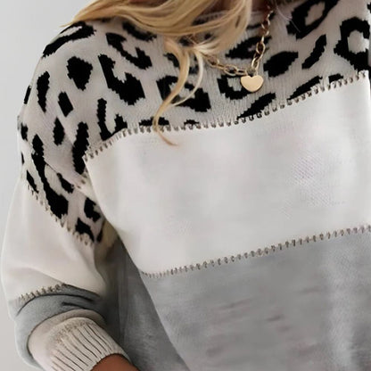 Arlaya - Soft-Touch Leopard Jumper - Grey