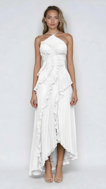 Sancia - Ruffle Pleated Midi Dress - Lavender