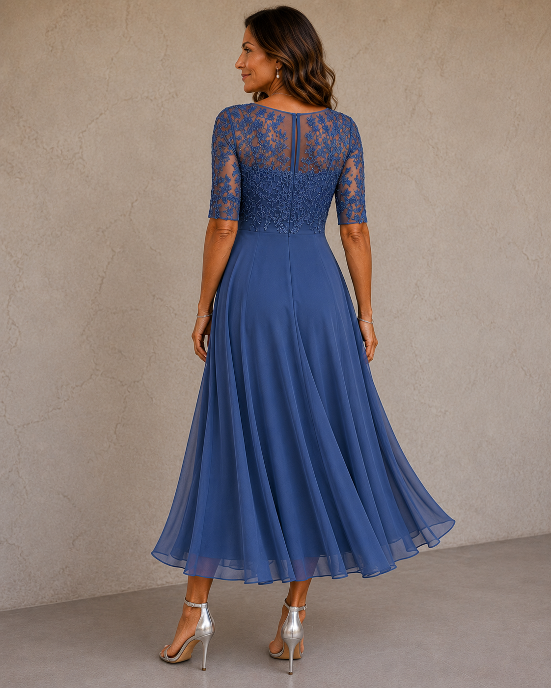 Esteline - Soft-Touch Occasion Dress - Blue
