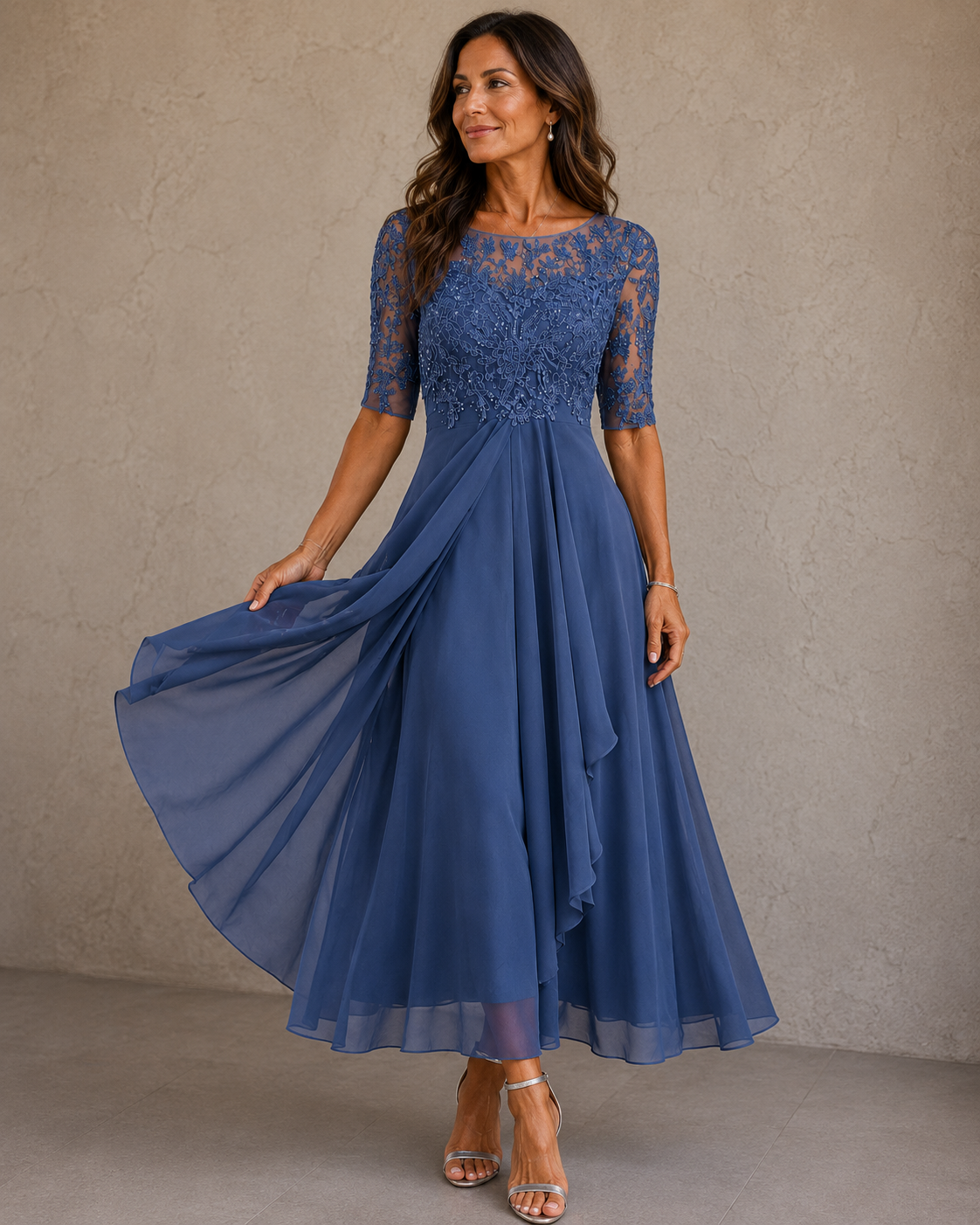 Esteline - Soft-Touch Occasion Dress - Blue