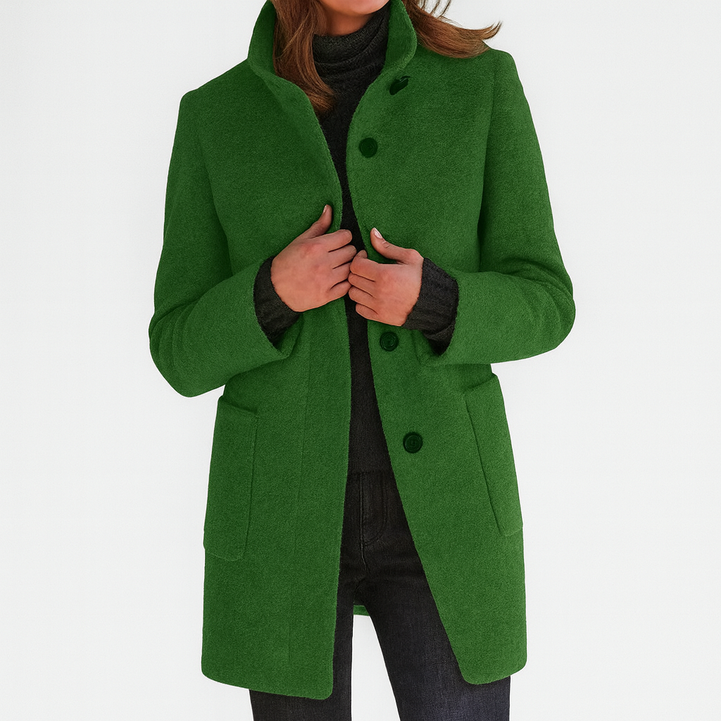 Jessa - Mid-Length Button Coat - Blue