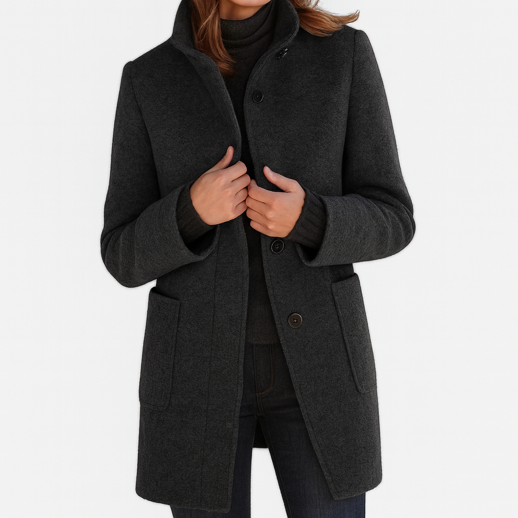 Jessa - Mid-Length Button Coat - Blue