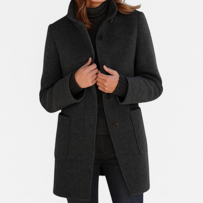 Jessa - Mid-Length Button Coat - Blue