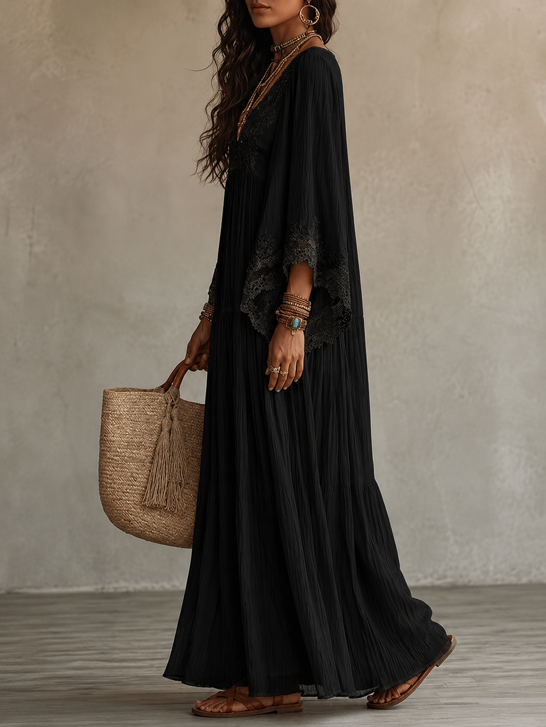 Annelis - Ethereal Maxi Dress - Black