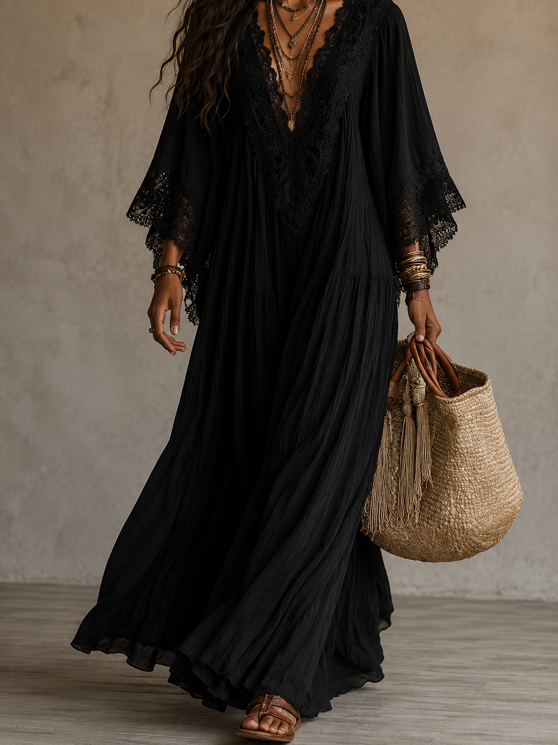 Annelis - Ethereal Maxi Dress - Black