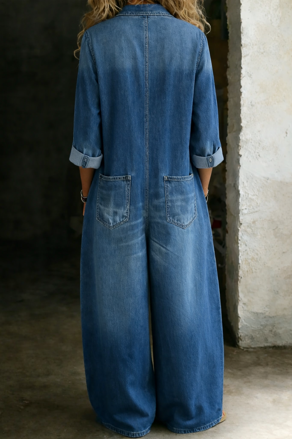 Thalassa - Casual Denim Jumpsuit - Black