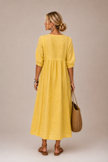 Caralyn - Lightweight Midi Dress - Yellow