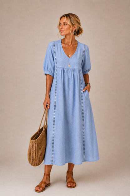 Caralyn - Lightweight Midi Dress - Yellow