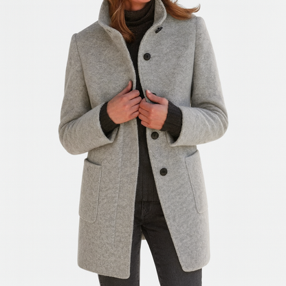 Jessa - Mid-Length Button Coat - Blue