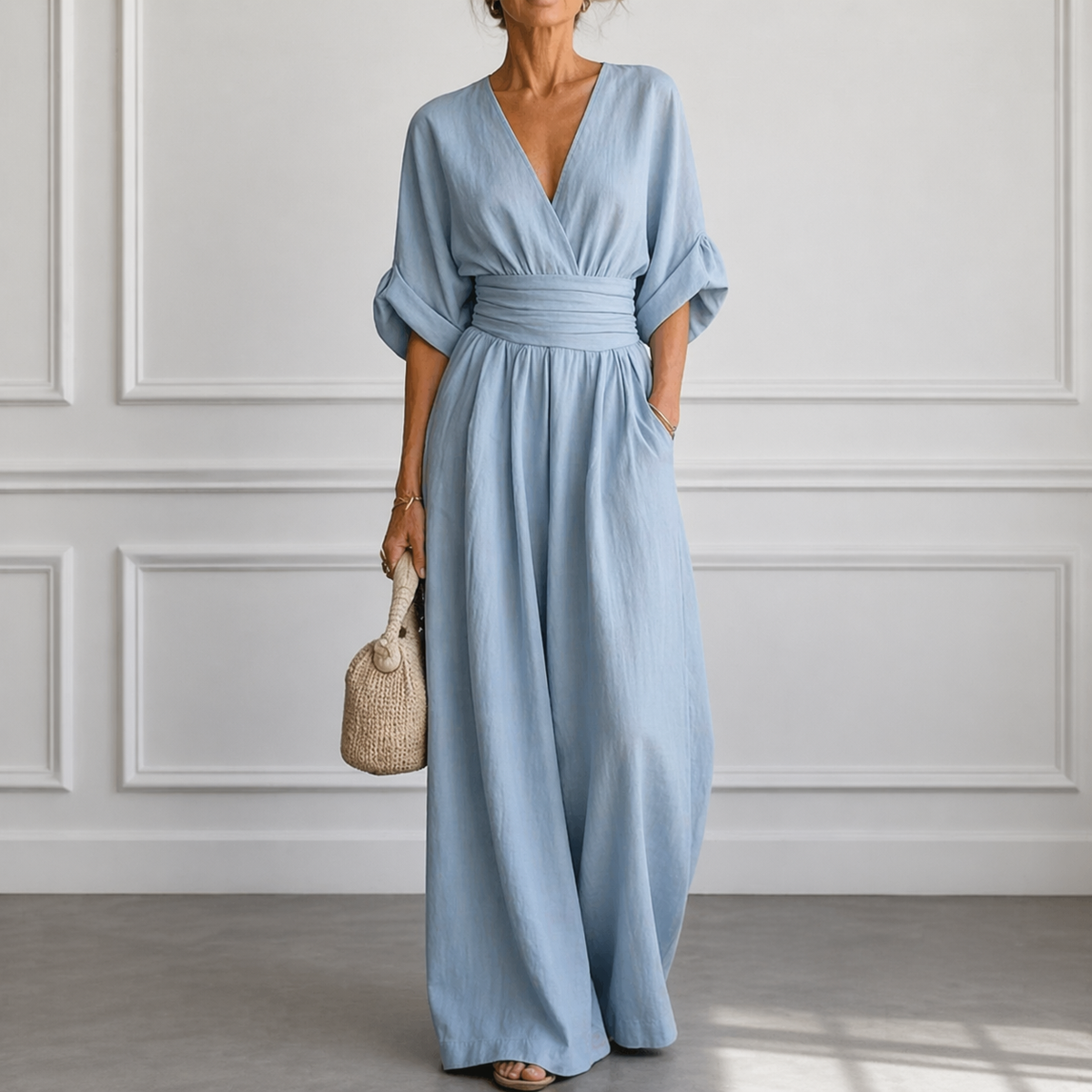 Olyara - Tailored Jumpsuit - Light Blue