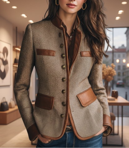 Lianea - Textured Tailored Jacket - Brown