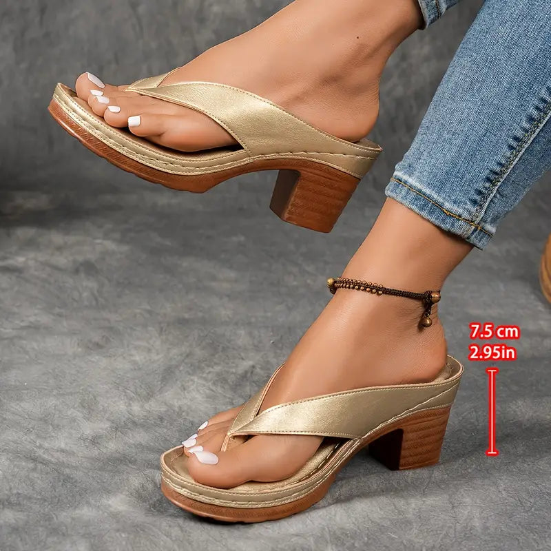 Felina - Cushioned Heeled Sandals - Gold