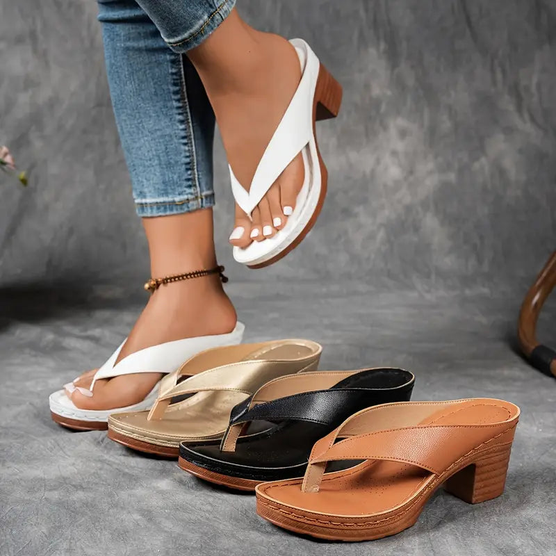 Felina - Cushioned Heeled Sandals - Black