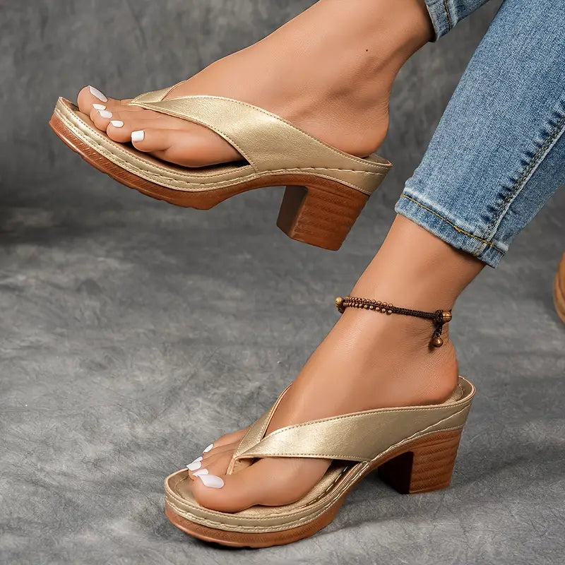 Felina - Cushioned Heeled Sandals - Gold