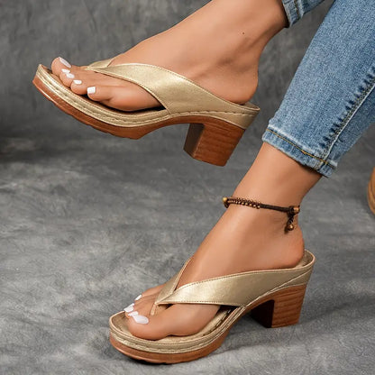Felina - Cushioned Heeled Sandals - Gold