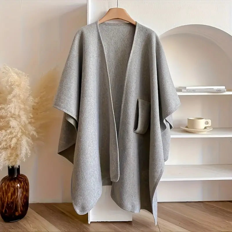 Teysia - Soft-Touch Draped Shawl - Light Grey