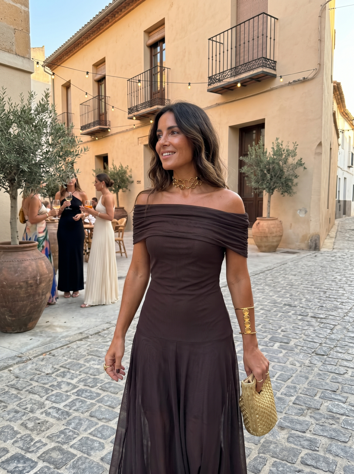 Kaida - Draped Off-Shoulder Dress - Green