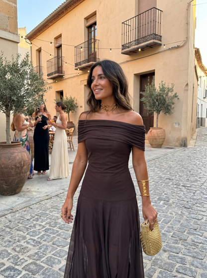 Kaida - Draped Off-Shoulder Dress - Green