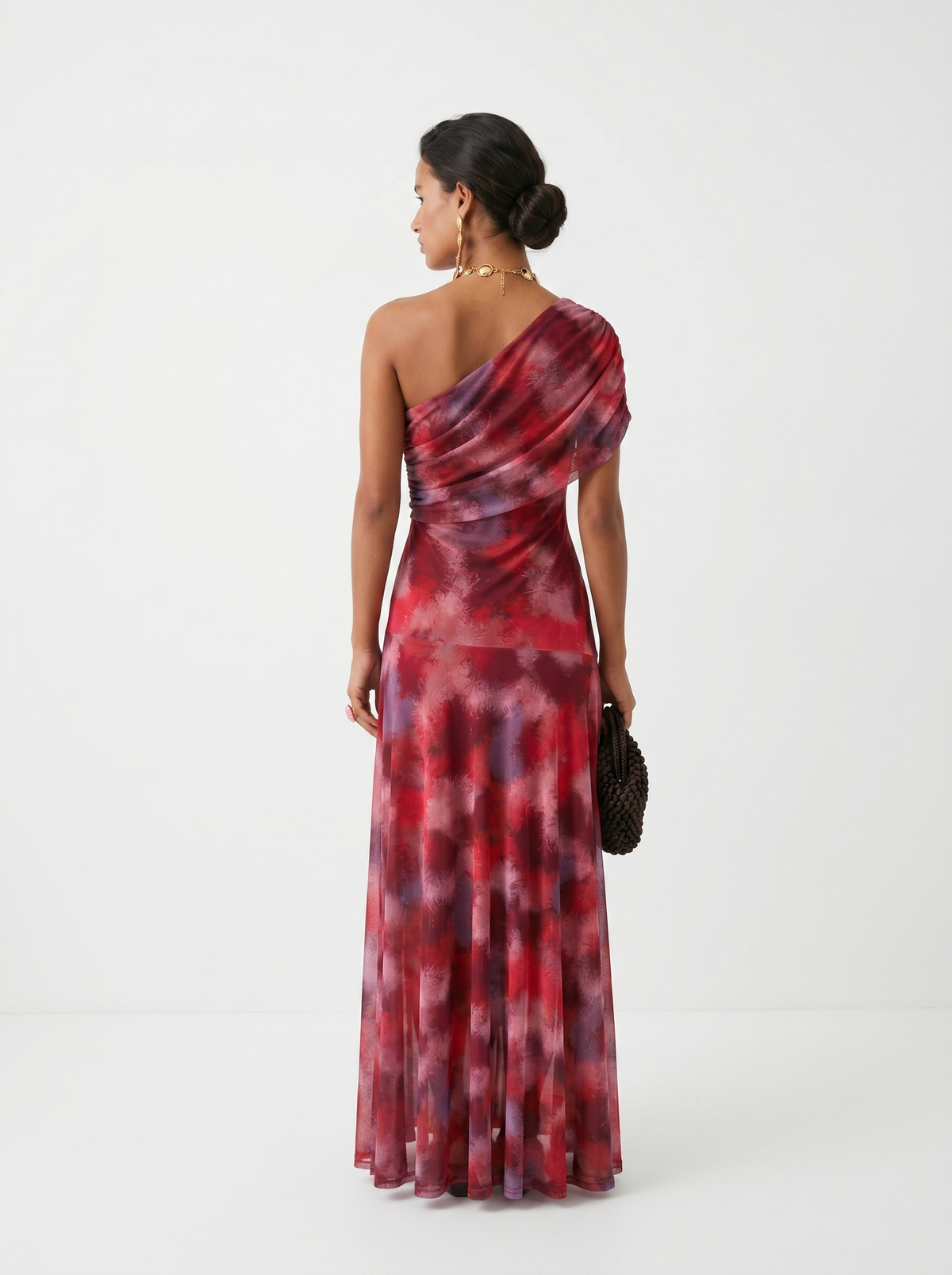 Kaida - Draped Off-Shoulder Dress - Red