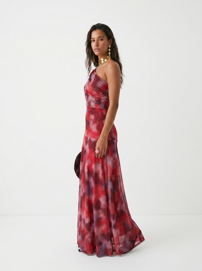 Kaida - Draped Off-Shoulder Dress - Red
