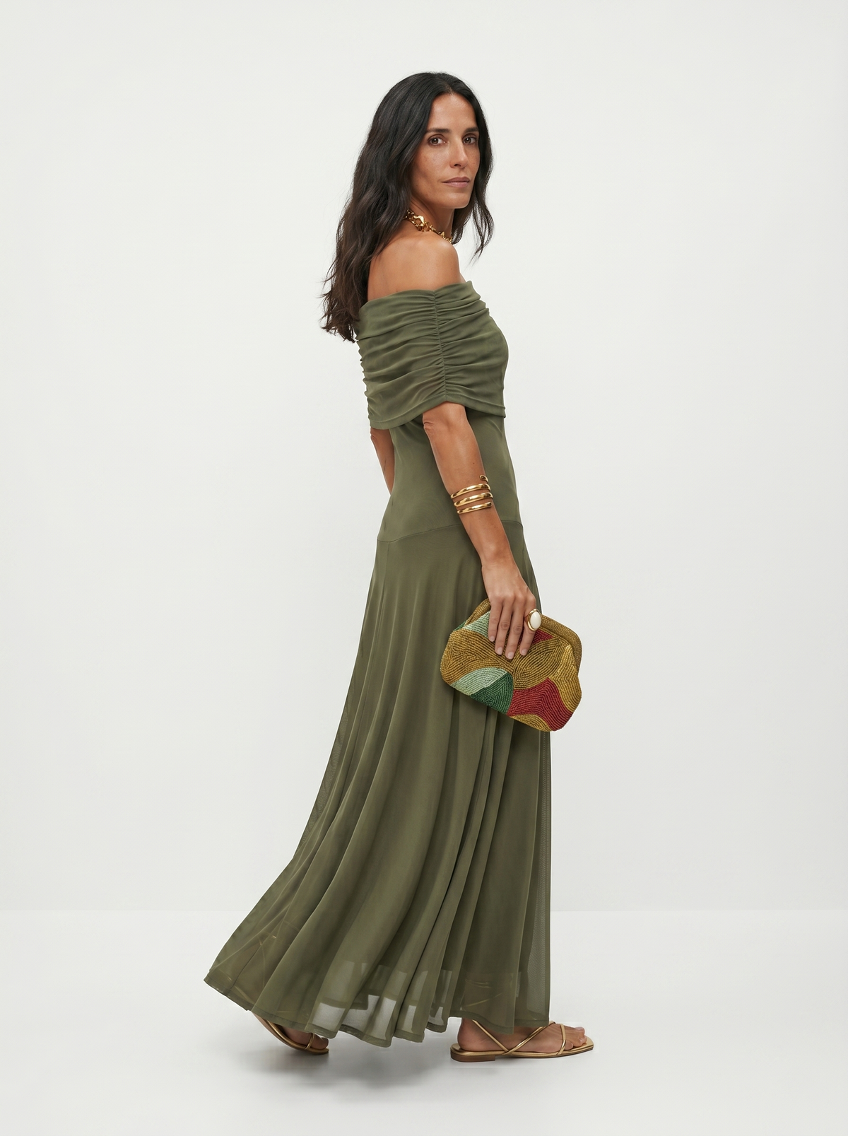 Kaida - Draped Off-Shoulder Dress - Pink