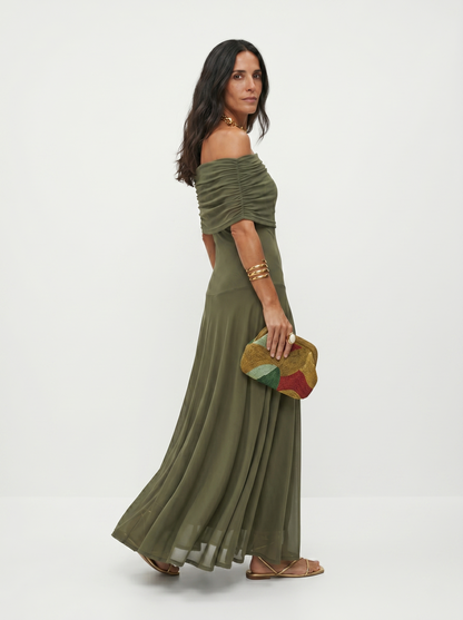 Kaida - Draped Off-Shoulder Dress - Pink